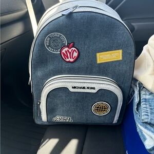 Michael Kors Blue and White Backpack with Urban Flair